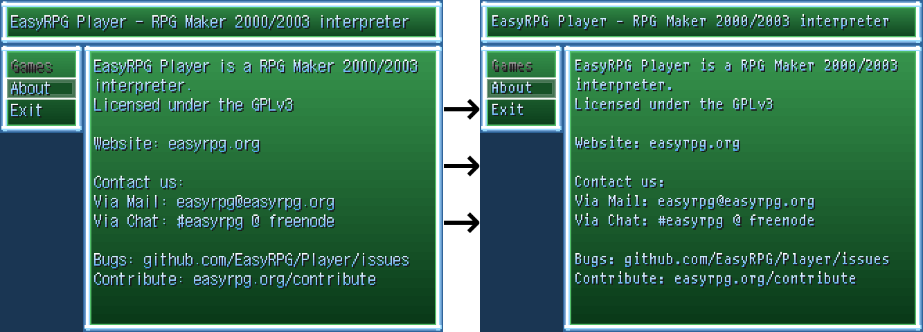 Illustrated are the old font and the new font. Both fonts are supported and they depend on the font setting of the game.